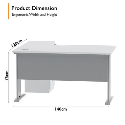 Stazion Modern Office Workstation Desk (140cm, White)