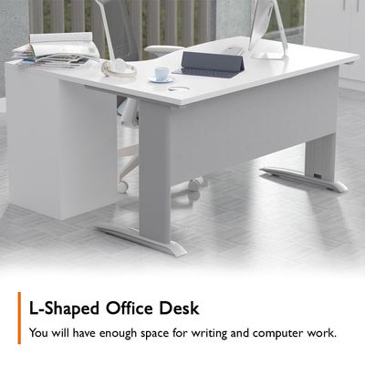 Stazion Modern Office Workstation Desk (140cm, White)