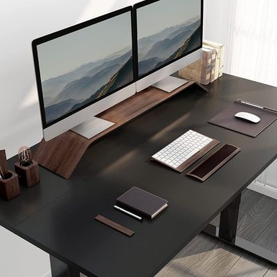 Flexispot 55 X 28 Inches Electric Stand Up Metal Desk Workstation, Whole Piece Desk Board Home Office Computer Standing Table Height Adjustable Desk Black Frame + 55" Black Top by Mahmayi