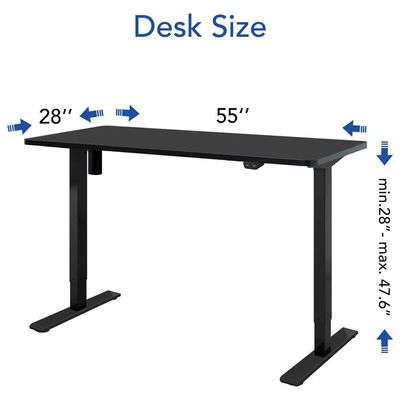 Flexispot 55 X 28 Inches Electric Stand Up Metal Desk Workstation, Whole Piece Desk Board Home Office Computer Standing Table Height Adjustable Desk Black Frame + 55" Black Top by Mahmayi