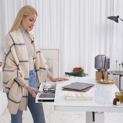 Standing Desk (White Glass with USB)