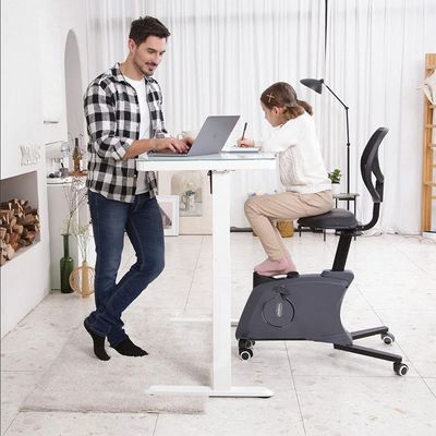 Flexispot White Glass Top All-in-One Height Adjustable Standing Desk - Stable Desk Frame, Up/Down Movement, 4 Memory Presets, Child Lock, and 3 USB Charging Ports for Efficient Work and Device Charging by Mahmayi