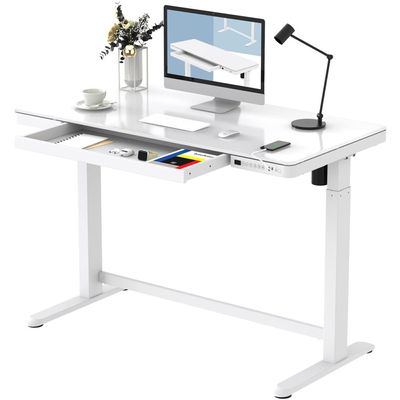 Standing Desk (White Glass with USB)