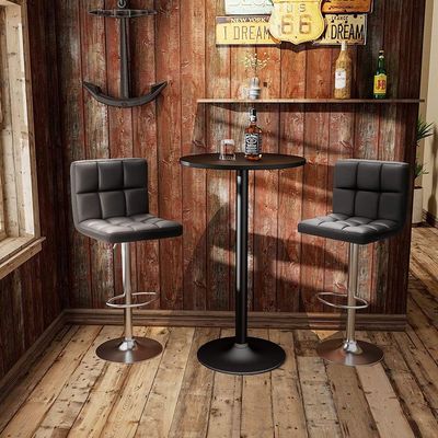 Mahmayi Ultimate C8541 Black Bar Stool Set of 2 - Modern Design, Comfortable PU Leather, Ideal for Home, Kitchen, or Bar Area