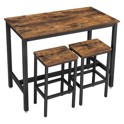 Vasagle Bar Table Set, With 2 Stools, Dining Kitchen Counter Chairs, Industrial For Kitchen, Living Room, Party Rustic Brown And Black Ulbt15X by Mahmayi