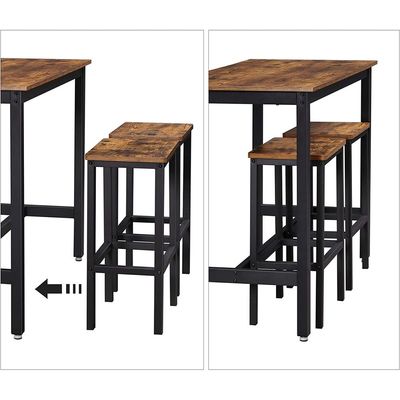 Vasagle Bar Table Set, With 2 Stools, Dining Kitchen Counter Chairs, Industrial For Kitchen, Living Room, Party Rustic Brown And Black Ulbt15X by Mahmayi