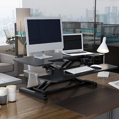 Stand Up Desk Converter -28 Standing Desk Riser with Deep Keyboard Tray for Laptop (28", Black)