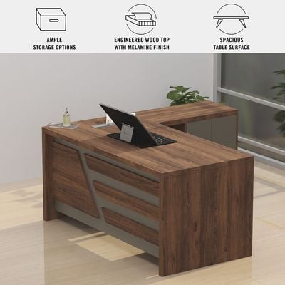 Desk for Computer Workstation PC Laptop Home Office (160cm L Dark Walnut)