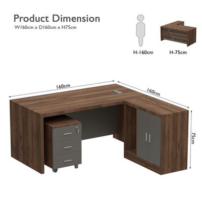 Desk for Computer Workstation PC Laptop Home Office (160cm L Dark Walnut)