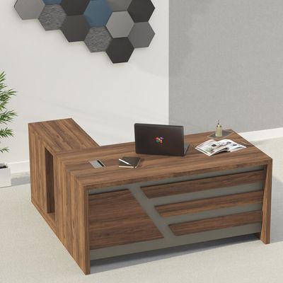 Desk for Computer Workstation PC Laptop Home Office (160cm L Dark Walnut)