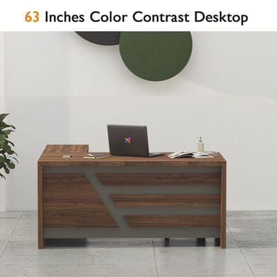 Desk for Computer Workstation PC Laptop Home Office (160cm L Dark Walnut)