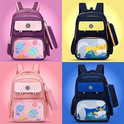 Eazy Kids Unicorn Planet school bag w / t Pencil Case - Purple