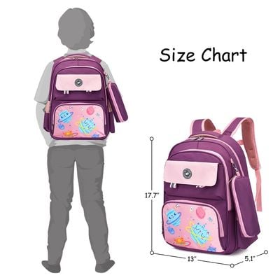 Eazy Kids Unicorn Planet school bag w / t Pencil Case - Purple