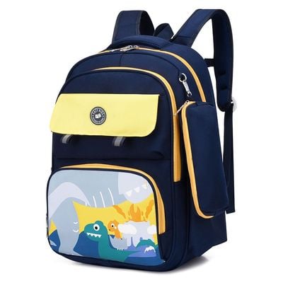 Eazy Kids School Bag Dino w / t Pencil Case - Blue