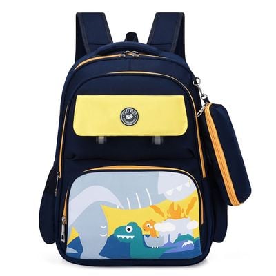 Eazy Kids School Bag Dino w / t Pencil Case - Blue