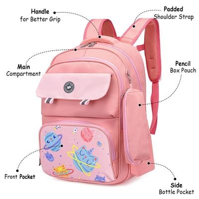 Eazy Kids Unicorn Planet School Bag w / t Pencil Case - Pink