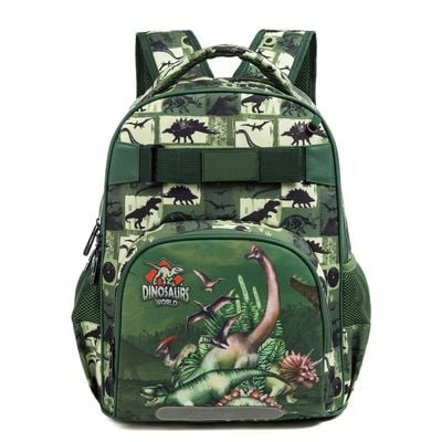 Eazy Kids - 18" School Bag Lunch Bag Pencil Case Set of 3 Dinosaur - Green