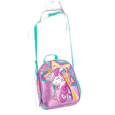 Eazy Kids - 18" Set of 4 School Bag Lunch Bag Activity Bag & Pencil Case Unicorn - Pink