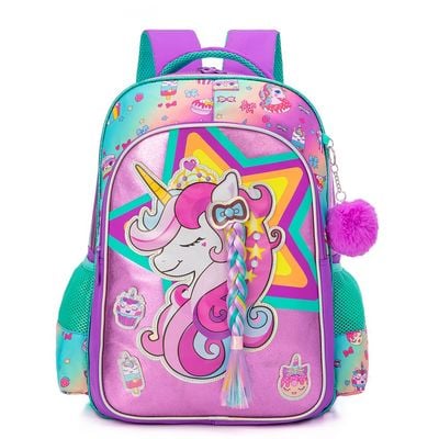 Eazy Kids - 18" Set of 4 School Bag Lunch Bag Activity Bag & Pencil Case Unicorn - Pink