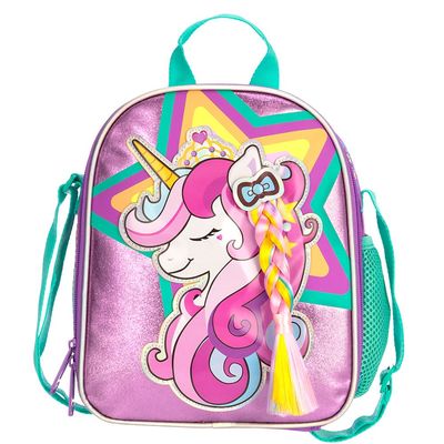 Eazy Kids - 18" Set of 4 School Bag Lunch Bag Activity Bag & Pencil Case Unicorn-Pink