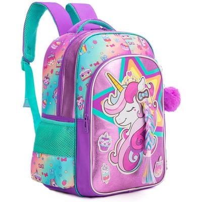 Eazy Kids - 18" Set of 4 School Bag Lunch Bag Activity Bag & Pencil Case Unicorn - Pink