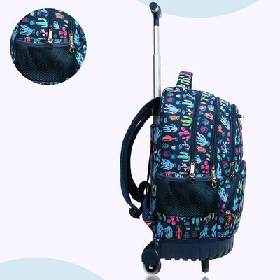 Eazy Kids - 18" Set of 3 Trolley School Bag Lunch Bag & Pencil Case Cacti - Blue