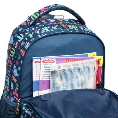 Eazy Kids - 18" Set of 3 Trolley School Bag Lunch Bag & Pencil Case Cacti - Blue