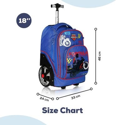 Eazy Kids - 18" Set of 2 Formula Racing Big Wheel Trolley School & Pencil Case - Blue