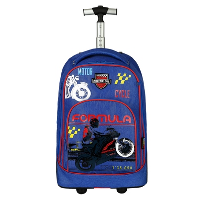 Eazy Kids - 18" Set of 2 Formula Racing Big Wheel Trolley School & Pencil Case - Blue