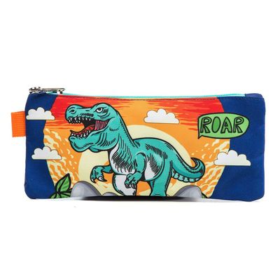 Eazy Kids - 17" Set of 3 Trolley School Bag Lunch Bag & Pencil Case Dinosaur - Orange