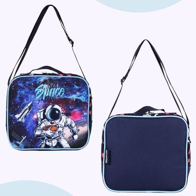 Eazy Kids - Back to School - 18" Set of 4 School Bag Lunch Bag Activity Bag & Pencil Case Astronaut - Blue