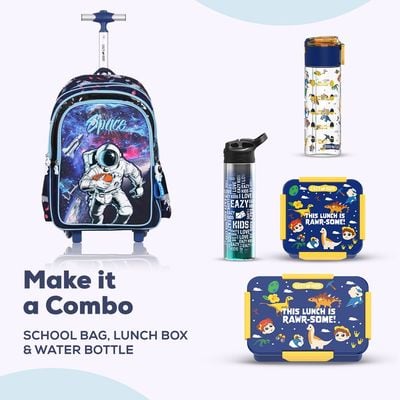 Eazy Kids - Back to School - 18" Set of 4 School Bag Lunch Bag Activity Bag & Pencil Case Astronaut - Blue