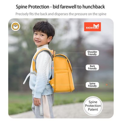 Nohoo Spine Protection Horizontal School Backpack for 0 - 5 Grade Primary Students - Lion Yellow