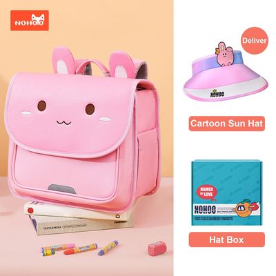 Nohoo Spine Protection Horizontal School Backpack for 0 - 5 Grade Primary Students - Rabbit Pink