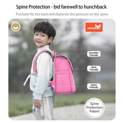 Nohoo Spine Protection Horizontal School Backpack for 0 - 5 Grade Primary Students - Rabbit Pink