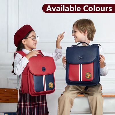 Nohoo Preppy Spine Protection School Backpack for 0 - 5 Grade Primary Students - Red