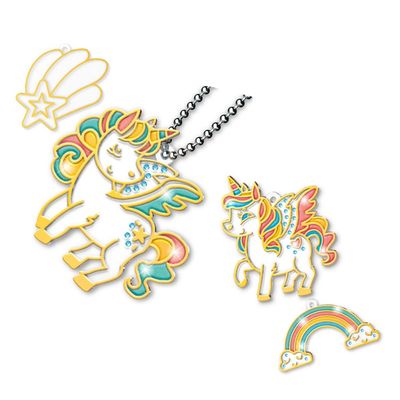 Eazy Kids DIY Kids Art & Craft Crystal Pendant Making & Coloring Set - Unicorn