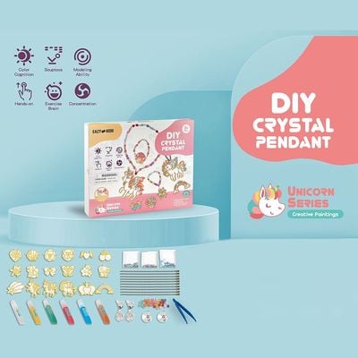 Eazy Kids DIY Kids Art & Craft Crystal Pendant Making & Coloring Set XL - Unicorn