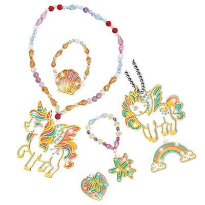 Eazy Kids DIY Kids Art & Craft Crystal Pendant Making & Coloring Set XL - Unicorn