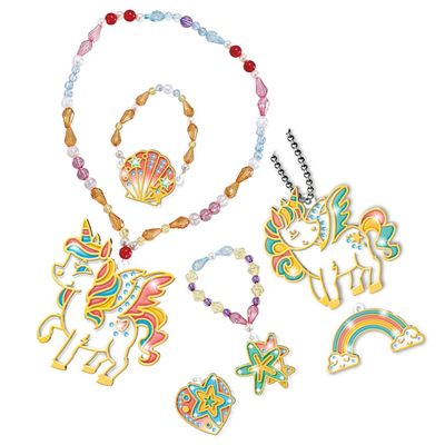 Eazy Kids DIY Kids Art & Craft Crystal Pendant Making & Coloring Set XL- Unicorn