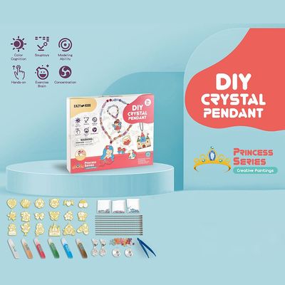 Eazy Kids DIY Kids Art & Craft Crystal Pendant Making & Coloring Set XL - Princess