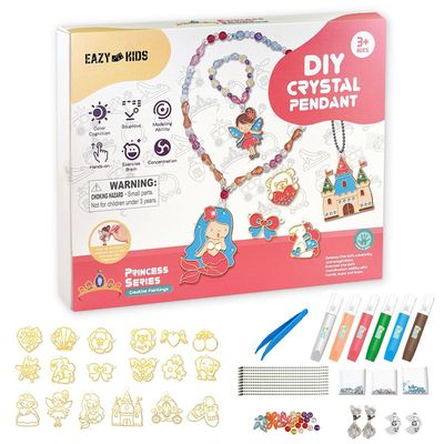 Eazy Kids DIY Kids Art & Craft Crystal Pendant Making & Coloring Set XL- Princess