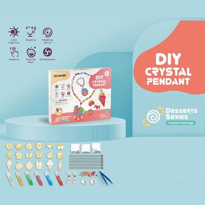 Eazy Kids DIY Kids Art & Craft Crystal Pendant Making & Coloring Set XL- Dessert