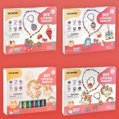 Eazy Kids DIY Kids Art & Craft Crystal Pendant Making & Coloring Set XL - Dessert