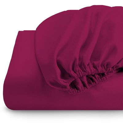 Cotton Home 1pcs fitted sheet Super Soft 90X190+20cm Burgundy