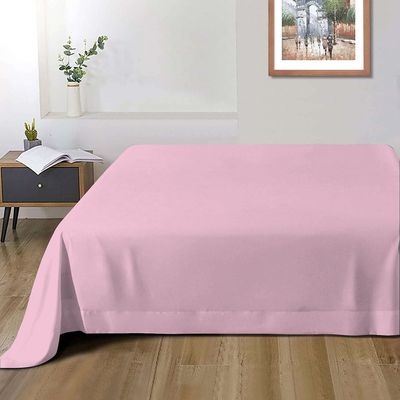 Cotton Home 1pcs Flat Sheet Super Soft 160X220cm Pink