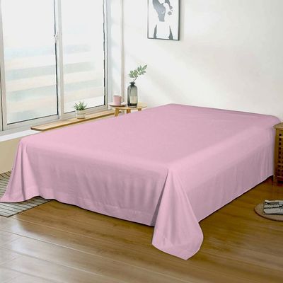 Cotton Home 1pcs Flat Sheet Super Soft 160X220cm Pink