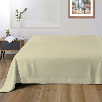 Cotton Home 1pcs Flat Sheet Super Soft 160X220cm Beige dk