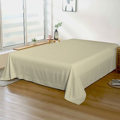 Cotton Home 1pcs Flat Sheet Super Soft 160X220cm Beige dk