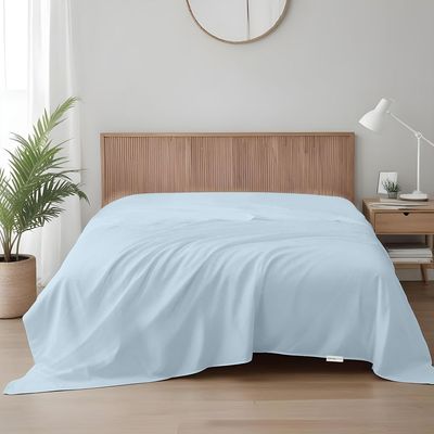 Cotton Home 1pcs Flat Sheet Super Soft 160X220cm Sky Blue